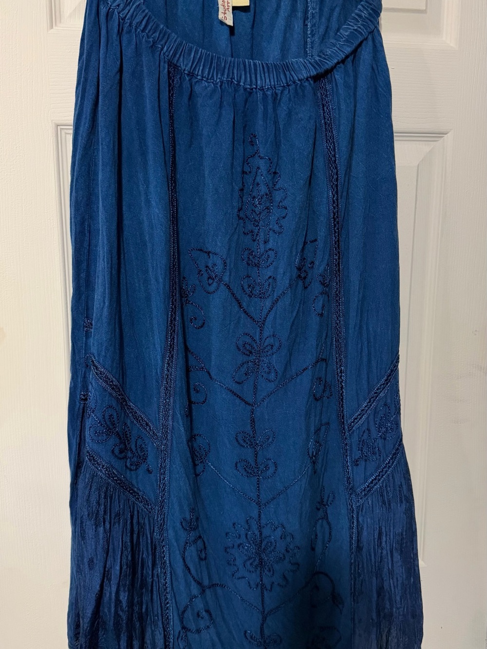 Studio West Navy Blue Embroidered Maxi Skirt